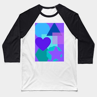 Collage of shapes purple background Baseball T-Shirt